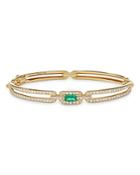 David Yurman Stax Single Link Bracelet In 18k Yellow Gold With Emerald And Pave Diamonds