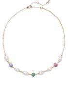 Kate Spade New York Gold-tone Colored Pave Fireball & Freshwater Pearl Collar Necklace, 17-20