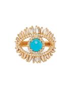 Suzanne Kalan 18k Yellow Gold Sleeping Beauty Diamond & Turquoise Eye Ring