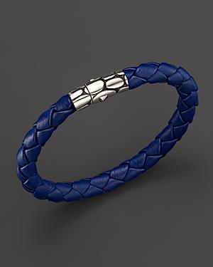 John Hardy Men's Kali Silver Blue Woven Leather Bracelet