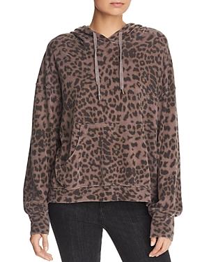 Sundry Leopard Print Hooded Sweatshirt
