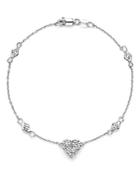 Diamond Heart Bracelet In 14k White Gold, 1.0 Ct. T.w.