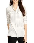 Lauren Ralph Lauren Dobby Stripe Cotton Shirt