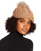 Aqua Faux Fur Pom-pom Knit Hat