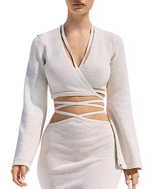 Cult Gaia Heather Wraparound Tie Knit Top