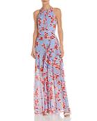 Eliza J Floral Ruffle Gown