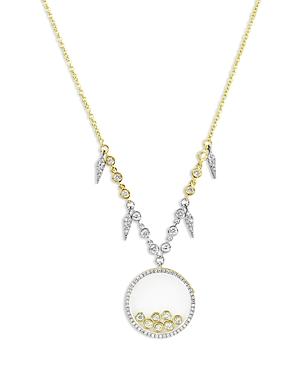 Meira T 14k White Gold & Yellow Gold Floating Diamond Bezel Shaker Pendant Necklace, 18