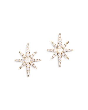 Graziela Gems 18k Yellow Gold Diamond Rose & Round Cut Starburst Stud Earrings