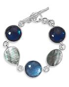 Sterling Silver Wonderland Black Shell, Mother-of-pearl And Clear Quartz Doublet Bracelet In Astro