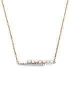 Mateo 14k Yellow Gold Cultured Freshwater Pearl And Diamond Bypass Bar Necklace, 15