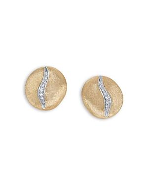 Marco Bicego 18k White & Yellow Gold Jaipur Diamond Swirl Stud Earrings