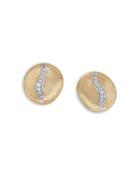 Marco Bicego 18k White & Yellow Gold Jaipur Diamond Swirl Stud Earrings