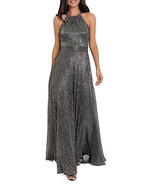Aqua Metallic Crinkle Halter Gown - 100% Exclusive