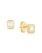 Roberto Coin 18k Yellow Gold Tiny Treasures Diamond Emerald-cut Stud Earrings