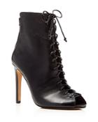 Vince Camuto Kelby Lace Up Peep Toe High Heel Booties