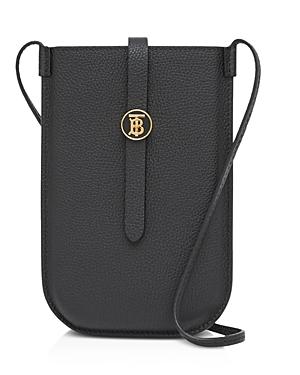 Burberry Grainy Leather Phone Case With Crossbody Strap