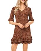 Cece Ruffled Leopard Cluster Dress