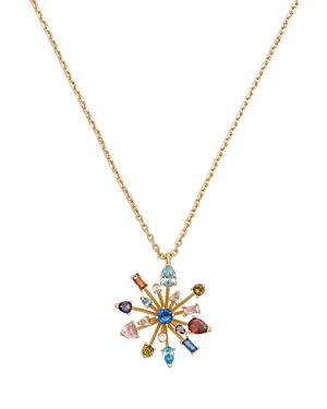 Kate Spade New York Mixed Cubic Zirconia Firework Flower Pendant Necklace In Gold Tone, 16-19