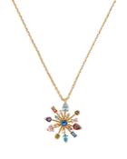 Kate Spade New York Mixed Cubic Zirconia Firework Flower Pendant Necklace In Gold Tone, 16-19