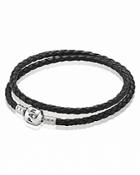 Pandora Bracelet - Black Leather Double Wrap With Sterling Silver Clasp, Moments Collection