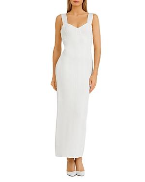 Herve Leger Ribbed Sweetheart Neck Dress
