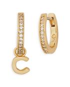 Kate Spade New York Tiny Twinkles C Charm Huggie Hoop Earrings