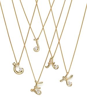 Diamond Initial Pendant Necklace In 18k Yellow Gold, 18