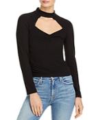 Aqua Front Cutout Rib Knit Long Sleeve Top - 100% Exclusive