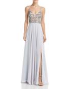 Aqua Embellished Chiffon Gown - 100% Exclusive