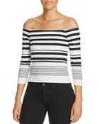 Cupcakes And Cashmere Leilani Off-the-shoulder Stripe Top