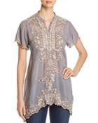 Johnny Was Monark Short-sleeve Embroidered Tunic