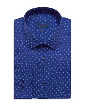 David Donahue Cotton Paisley Print Trim Fit Dress Shirt