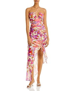 Nicholas Maeve Printed Asymmetric Hem Halter Dress