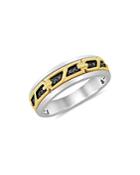 Bloomingdale's Men's Black Diamond Ring In 14k Yellow & White Gold, 0.10 Ct. Tw. - 100% Exclusive