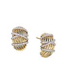 David Yurman Helena Shrimp Earrings In 18k Yellow Gold With Diamonds