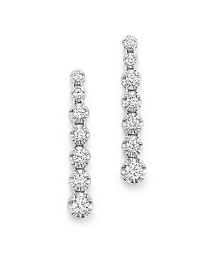 Diamond Graduated Drop Earrings In 14k White Gold, .50 Ct. T.w.