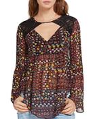 Bcbgeneration Floral-print Bell-sleeve Top