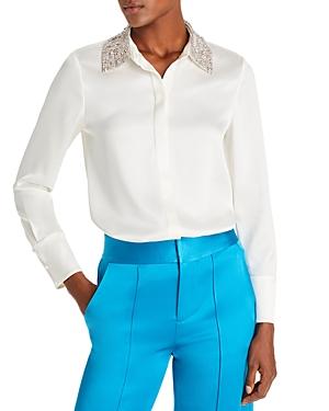 Alice And Olivia Willa Embellished Button Placket Blouse