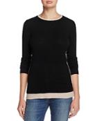 C By Bloomingdale's Cashmere Crewneck Contrast-trim Sweater -100% Exclusive