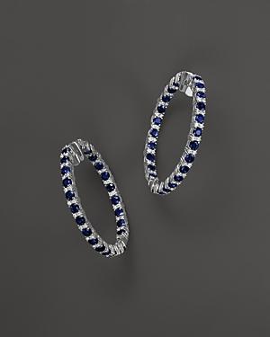 Sapphire And Diamond Inside-out Hoop Earrings In 14k White Gold - 100% Exclusive
