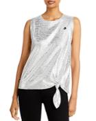 Karl Lagerfeld Paris Foil Tie Front Cotton Tank Top