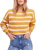 Free People Just My Stripe Cropped Sweater