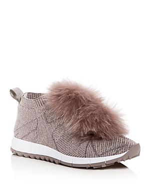 Jimmy Choo Women's Norway Fox Fur Pom-pom Slip-on Sneakers