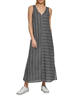 Dkny Striped Double V Neck Maxi Dress