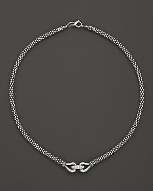 Lagos Derby Sterling Silver Necklace With Diamonds, 16