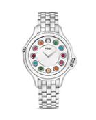 Fendi Crazy Carats Stainless Steel Rotating Gemstones Watch, 38mm