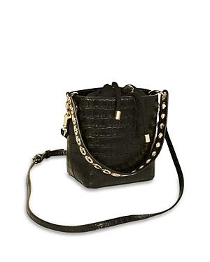 Sandro Adely Embossed Leather Bucket Bag