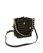 Sandro Adely Embossed Leather Bucket Bag