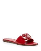 Valentino Garavani Women's Vlogo Patent Slide Sandals