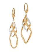 John Hardy 18k Yellow Gold Classic Chain Wave Pave Diamond Drop Earrings